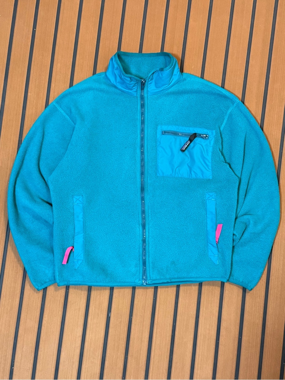 Vintage Patagonia Polyester Fleece Full Zip Jacket Womens US8 Medium Teal Green